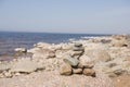 Stones balance on the beach. Place on Latvian coasts called Veczemju klintis Royalty Free Stock Photo