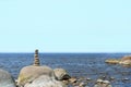 Stones balance on the beach. Place on Latvian coasts called Veczemju klintis Royalty Free Stock Photo