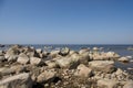 Stones balance on the beach. Place on Latvian coasts called Veczemju klintis Royalty Free Stock Photo