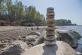 Stones balance on the beach. Place on Latvian coasts called Veczemju klintis Royalty Free Stock Photo