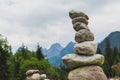 Stones balance, inspiring stability concept on rocks in mountain Royalty Free Stock Photo