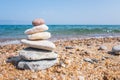 Stones balance and wellness retro spa concept, inspiration, zen-like and well being tranquil composition. Royalty Free Stock Photo
