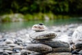 Stones balance and wellness retro spa concept, peaceful and unique inspiration, zen-like and well being tranquil composition Royalty Free Stock Photo