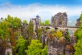 Stones and Bastei bridge in Sachsische Schweiz