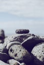 Stones on the beach, beautiful seascape, rest and seaside vacation concept