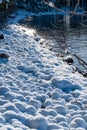 Stones on beach covered in snow Motala Sweden Royalty Free Stock Photo