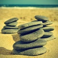 Stones on the beach, with a retro effect