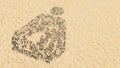 Stones on beach sand handmade symbol shape, golden sandy background, pregnant woman sign Royalty Free Stock Photo