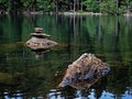 Stones in the Black Lake in Sumava Royalty Free Stock Photo