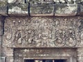 The stones are carved in artistic patterns from the Dravadi period. Wat Phu Stone Castle, Champasak, Lao