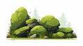 Stones covered in lush green moss illustration AI Generated