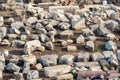 Stones, debris and fragments of ancient buildings at the archaeological site of the antique city of Side Royalty Free Stock Photo