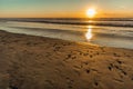 Stones Dot the Beach at Sunset at Torrey Pines State Natural Reserve Royalty Free Stock Photo