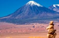 Stones in friont of Volcanoe Licancabur, Moon Valley, Atacama desert, Chile Royalty Free Stock Photo