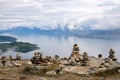 Stones layered on top of each other to the pyramid