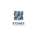 Stones logo template vector illustration. cobblestone logotype concept. Simple square rocks texture isolated on a white