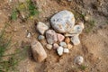 Stones lying in a meadow. Field stones left behind