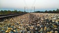 Stones lying on the railway Track. Colorful Stones in the railway track.