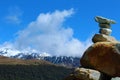 Stones with mountain panorama Royalty Free Stock Photo