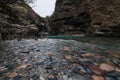 stones in mountain river in mountains in Aksu canyon in Kazakhstan