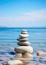 Pebbles pyramid on the beach Royalty Free Stock Photo