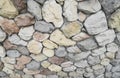 Stones and pebbles on gray wall, background, Royalty Free Stock Photo