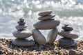 Stones and pebbles stack, pebble cairn