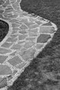 Stones and pebbles walkway in black and white Royalty Free Stock Photo