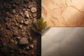 Stones and plant artistic composition. Generative AI Royalty Free Stock Photo