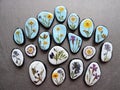 Stones with pressed flowers