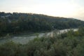 Rough course of the river in the city of Chernivtsi. View from the bridge. Royalty Free Stock Photo