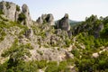 Stones and rock scenery of the rocks of the Cirque de Moureze in soth france