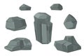 Stones and rocks cartoon vector boulders set