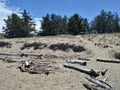 Pebbles stones Sky clouds Water lake sandy beach relaxing scenic Royalty Free Stock Photo