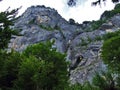 Stones and rocks of Gonzen mountain above Sargans and the river Rhine valley Royalty Free Stock Photo