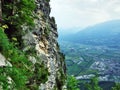 Stones and rocks of Gonzen mountain above Sargans and the river Rhine valley Royalty Free Stock Photo