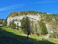 Stones and rocks of the mountain massif Alpstein and in the Rhine river valley Rheintal - Canton of St. Gallen SG, Switzerland Royalty Free Stock Photo