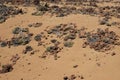 Stones and sand, dry rock desert landscape Royalty Free Stock Photo