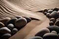 Stones in sand dunes, zen garden, abstract backgroundStones in sand dunes, zen garden, abstract background Royalty Free Stock Photo