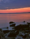 Stones and sea in sunset 1 Royalty Free Stock Photo