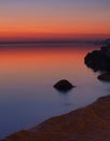 Stones and sea in sunset 1 Royalty Free Stock Photo