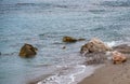 Stones by the sea and water drops