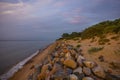 stones on the shore of the Baltic Sea after sunset Royalty Free Stock Photo