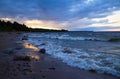 Stones on the shore of the Baltic sea during sunset Royalty Free Stock Photo