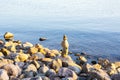 Stones on the shore of The Lake Saimaa, Ukonlinna beach, Imatra, Finland