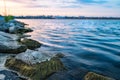 Stones in river are covered with green ooze Royalty Free Stock Photo