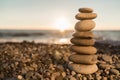 Zen basalt stones at the seaside on background Royalty Free Stock Photo