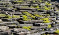 Stonewall, stone floor with green moss background texture. Empty footpath at Epirus Greece. Space Royalty Free Stock Photo