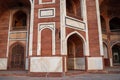 Stonework architecture of walls and doorways of Humayan`s Tomb in New Delhi India