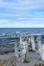 Stonework statues leading into the St. Laurence River